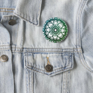 Schaltfläche Blau und Grün (Mandala) Button