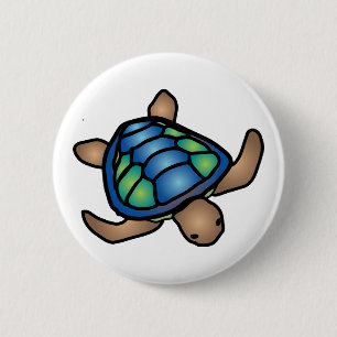 Schaltfläche Blaue grüne Schildkröte Button
