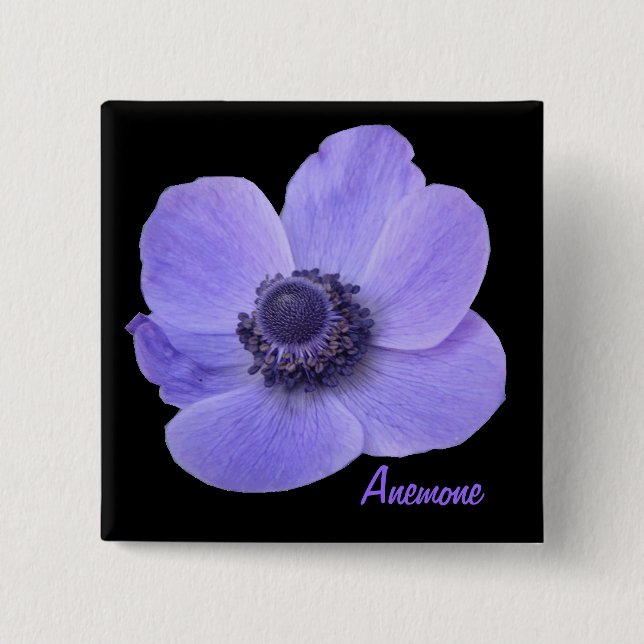 Schaltfläche "Blauer Anemon" für die benutzerdefin Button (Vorderseite)
