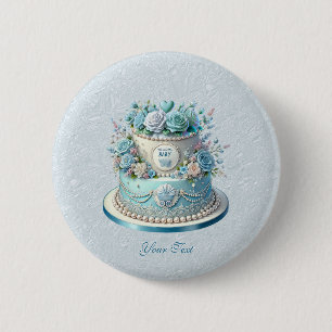 Schaltfläche "Blue Cake"-Blume Button