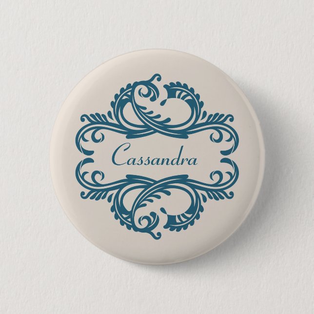 Schaltfläche "Blue Chic Damask" Button (Vorderseite)