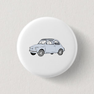 Schaltfläche "Blue Fiat 500 Topolino Zeichnend Bu Button