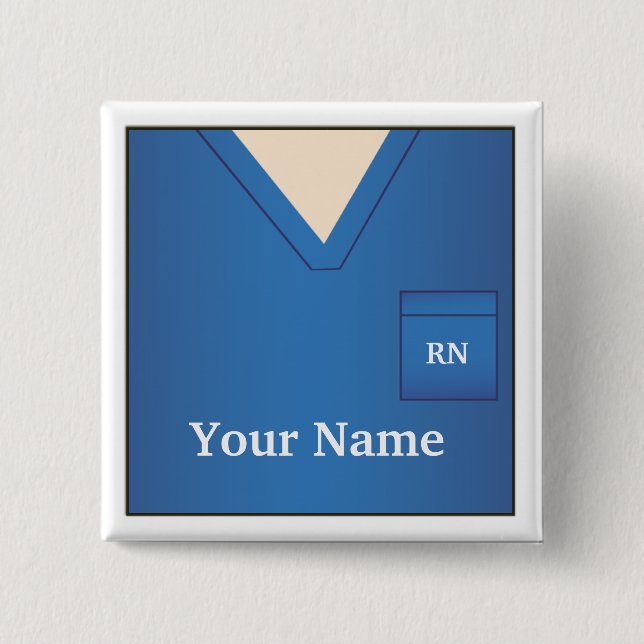 Schaltfläche "Blue Scrubs Square" für den Namen de Button (Vorderseite)