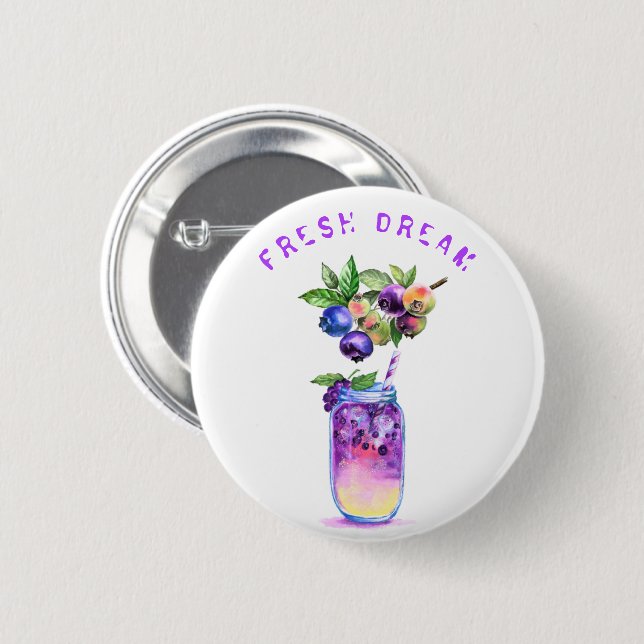 Schaltfläche "Blueberry Juice Cool Drink Party Fru Button (Vorne & Hinten)