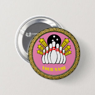 Schaltfläche - Bowling - Name hinzufügen - Rosa Button