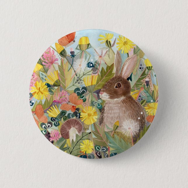 Schaltfläche "Braunes Kaninchen und Lüster" Button (Vorderseite)