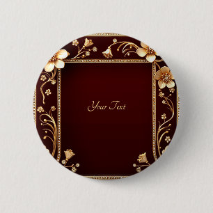 Schaltfläche Burgundy Golden Blume Button