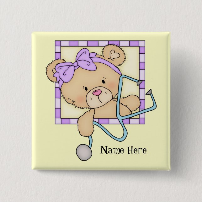 Schaltfläche "Cartoon-Nurse-Bär" hinzufügen Button (Vorderseite)