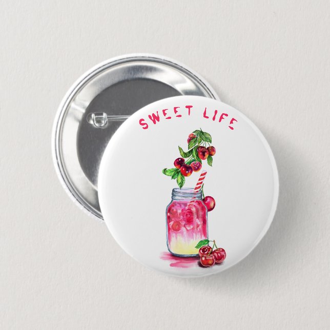 Schaltfläche "Cherry Juice Cool Drink Party Frucht Button (Vorne & Hinten)