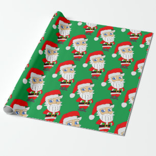 Schaltfläche "Chibi santa clour" Geschenkpapier