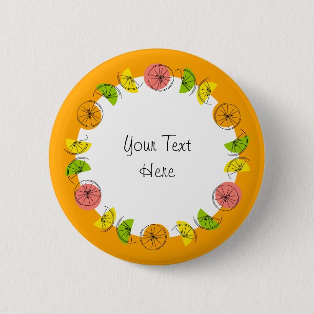 Schaltfläche "Citrus Circle Orange Text" rund Button (Vorderseite)