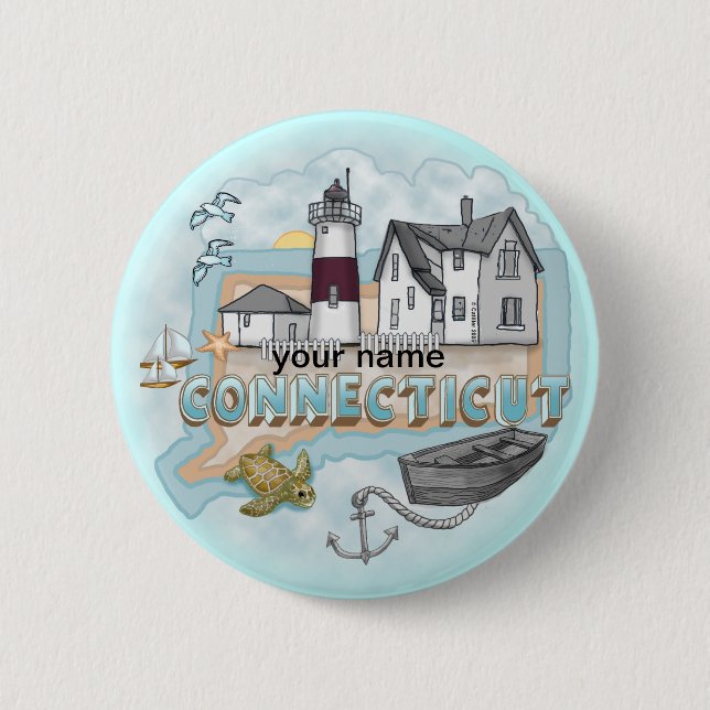 Schaltfläche "Connecticut Lighthouse"-Button Button (Vorderseite)