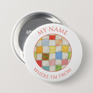 Schaltfläche "CRAZY QUILLE Round Name Tag" - Weiß Button