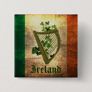 Schaltfläche "Digital Art" für Irland: Harfe Flagg Button