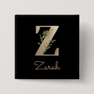 Schaltfläche "Eleganter Botanischer Monogram Gold Button