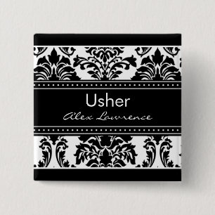 Schaltfläche "Elegantes Damask-Brautparty" - "Ushe Button