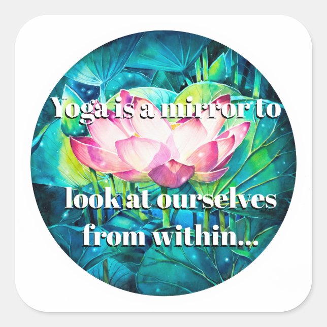 Schaltfläche "EVE Painted Lotus"-Blume und Yoga-Zi Quadratischer Aufkleber (Vorderseite)