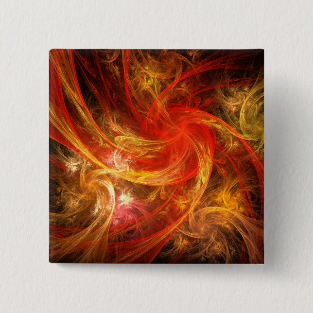 Schaltfläche "Firestorm Nova Abstrakte Kunst" (Qua Button (Vorderseite)