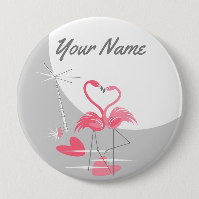 Schaltfläche Flamingo Liebe Large Moon Name Button (Vorderseite)