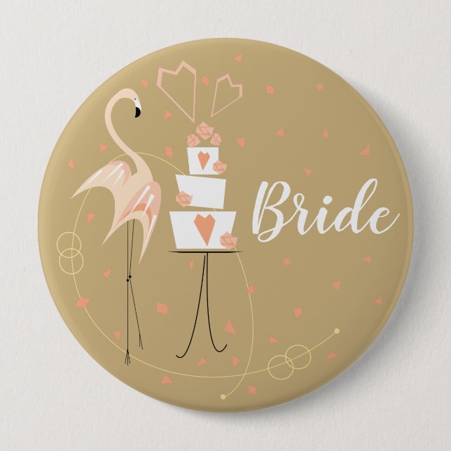 Schaltfläche Flamingo Wedding Bride Button (Vorderseite)