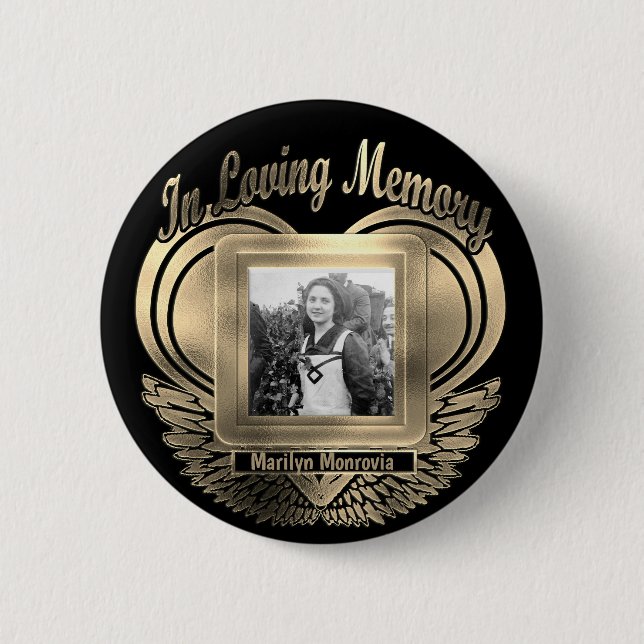 Schaltfläche "Foto Custom Memorial Heart Gold" hin Button (Vorderseite)