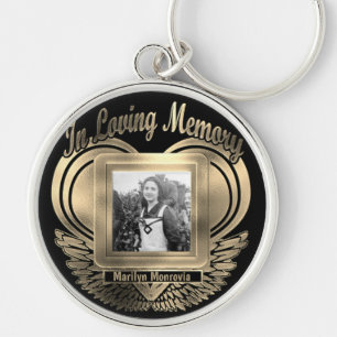 Schaltfläche "Foto Custom Memorial Heart Gold" hin Schlüsselanhänger