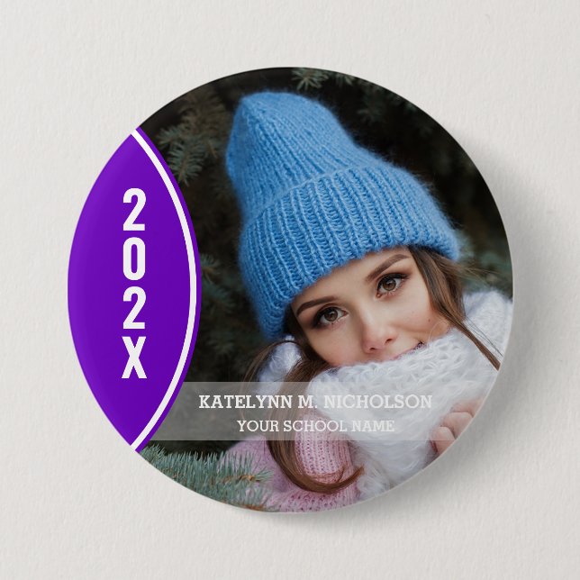 Schaltfläche "Foto lila und Weiß" des Abschlusses Button (Vorderseite)
