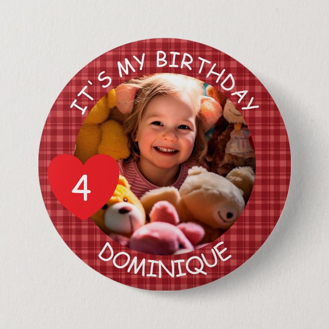 Schaltfläche "Foto, Name und Alter Geburtstag indi Button (Vorderseite)