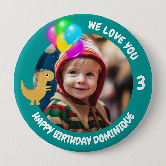 Schaltfläche "Foto, Name und Alter Geburtstag indi Button (Vorderseite)