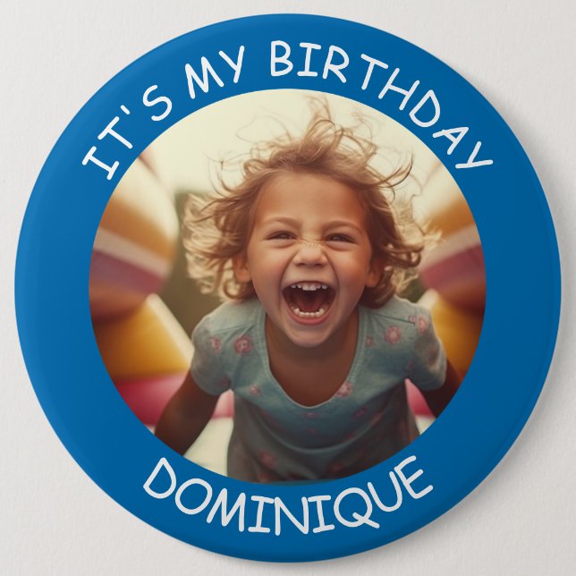 Schaltfläche "Foto und Name Geburtstag" anpassen Button (Vorderseite)