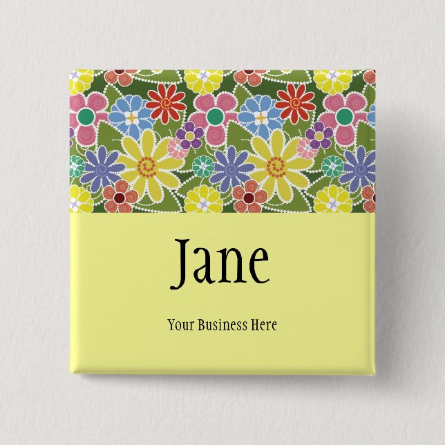 Schaltfläche "Fun Florals Bright Name Abzeichen" Button (Vorderseite)