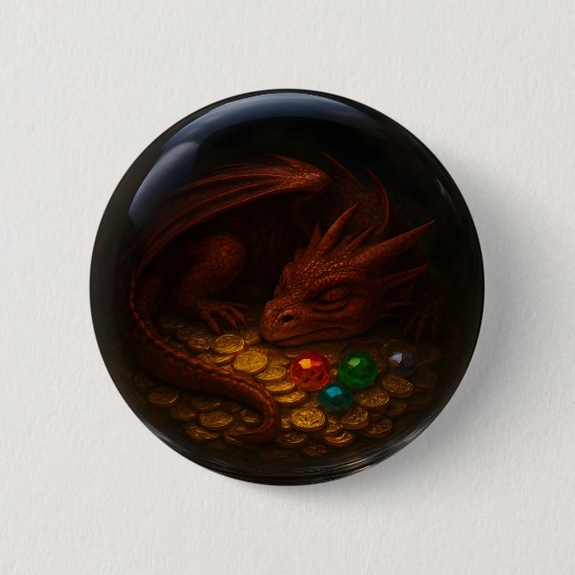 Schaltfläche für 3D-Glassplitter (Dragon & Treasur Button (Vorderseite)