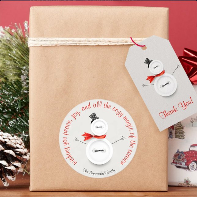 Schaltfläche für benutzerdefinierten Schneemann Runder Aufkleber (Von Creator hochgeladen)