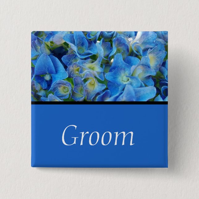 Schaltfläche für blaue Hydrangea-Blume Button (Vorderseite)