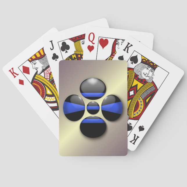 Schaltfläche für das Kleeblatt der blauen Linie Spielkarten (Rückseite)