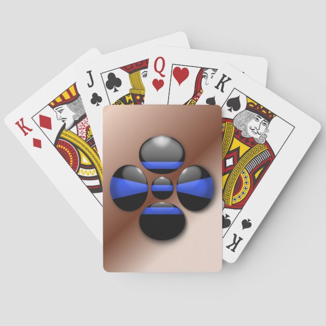 Schaltfläche für das Kleeblatt der blauen Linie Spielkarten (Rückseite)