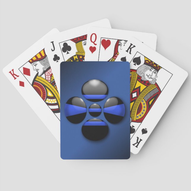 Schaltfläche für das Kleeblatt der blauen Linie Spielkarten (Rückseite)