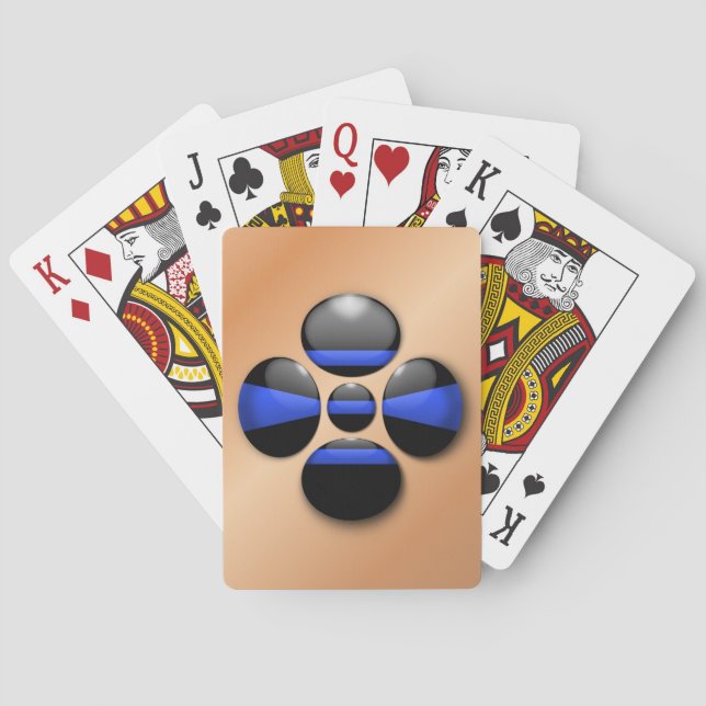 Schaltfläche für das Kleeblatt der blauen Linie Spielkarten (Rückseite)