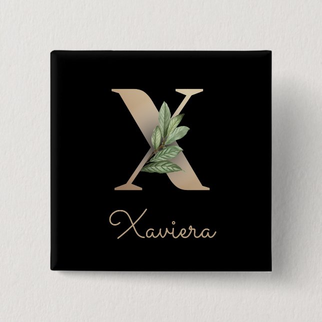 Schaltfläche für den eleganten Botanischen Monogra Button (Vorderseite)