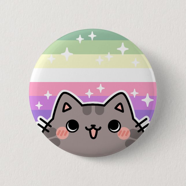 Schaltfläche für den LGBT-Prix-Katze für Genderfae Button (Vorderseite)