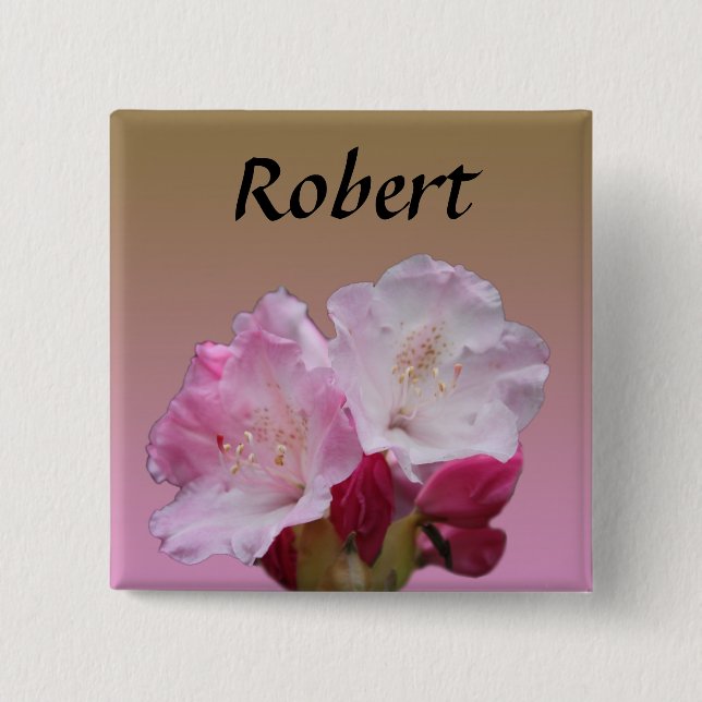 Schaltfläche für den Namen der rosa Rhododendron-B Button (Vorderseite)