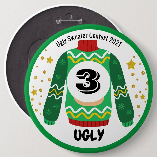Schaltfläche für den Ugy Sweater Contest Button (Vorne & Hinten)
