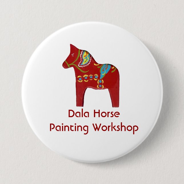 Schaltfläche für den Workshop "Dala Horse Painting Button (Vorderseite)