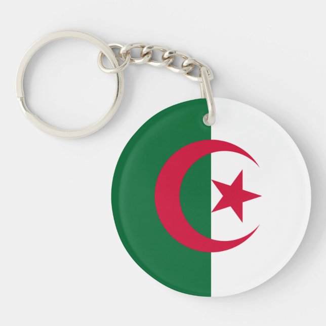 Schaltfläche für die algerische Flagge Schlüsselanhänger (Vorderseite)
