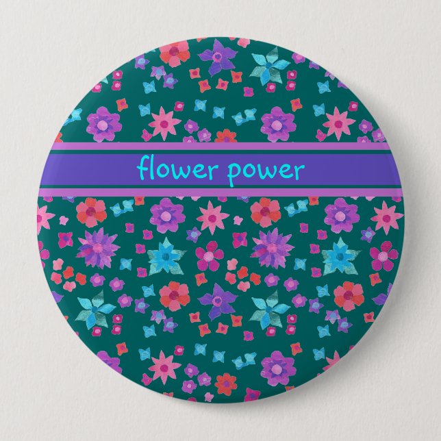 Schaltfläche für die dunkelgrüne Hintergrund-Blume Button (Vorderseite)