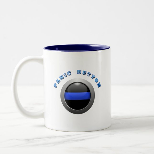 Schaltfläche für dünne blaue Linie und Panic Zweifarbige Tasse (Links)