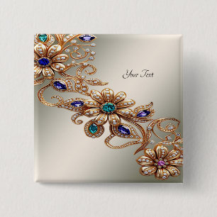 Schaltfläche für elegante Gold Jewel Blume Button