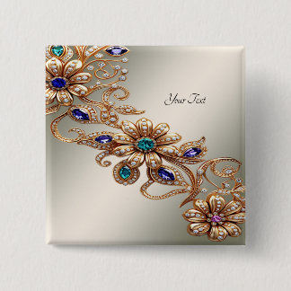Schaltfläche für elegante Gold Jewel Blume Button