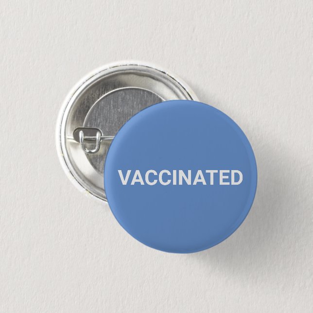 Schaltfläche für geimpftes, blaues Button mit Mais (Vorne & Hinten)