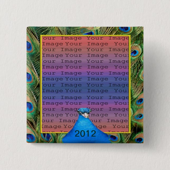 Schaltfläche für Peacock Wedding-Foto Button (Vorderseite)